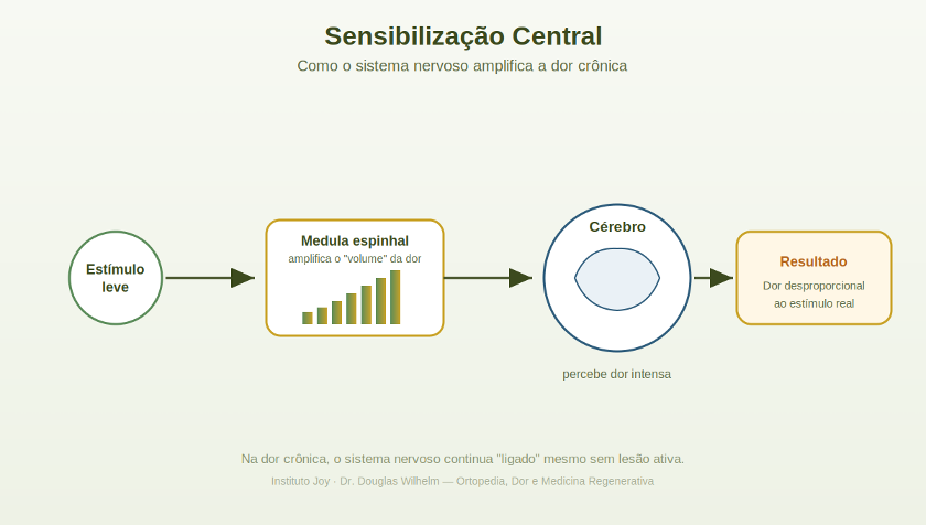 Diagrama explicando a sensibilização central na dor crônica